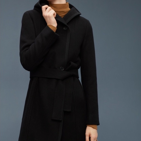 WILFRED Aritzia BORDA Belt Coat Black Italian Virgin Wool & Cashmere XS EUC - Picture 5 of 14